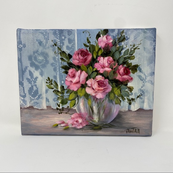 SIGNED Floral Canvas Painting P. Nuttall - Picture 10 of 10